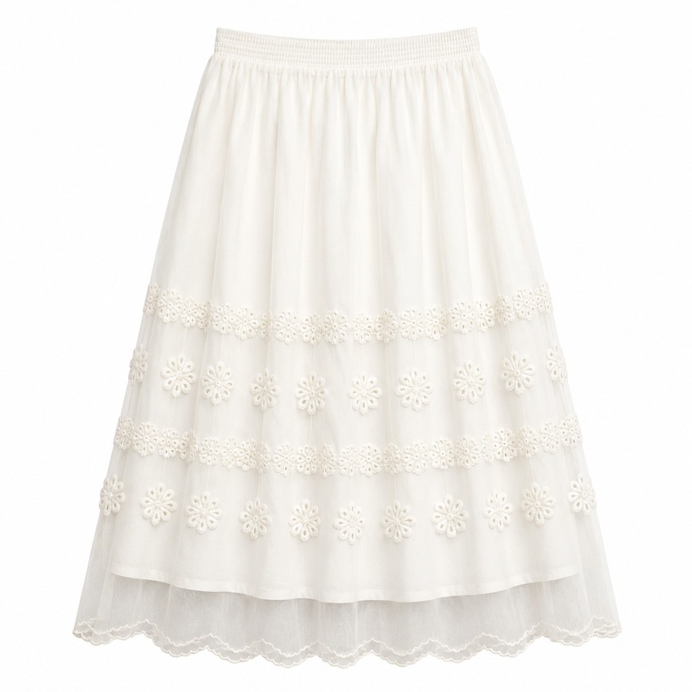 Twiggy London Coquette Crochet Detail Midi Skirt Size XS Fairycore Cottagecore